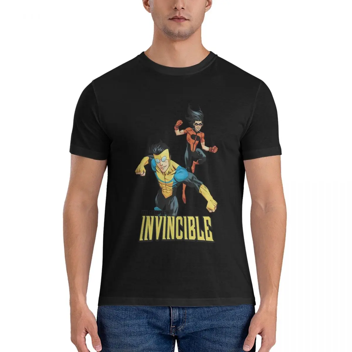 Invincible And Kid Omni Men's T Shirts Invincible Vintage Tees Short Sleeve Crewneck T-Shirts Pure Cotton 4XL 5XL Clothing