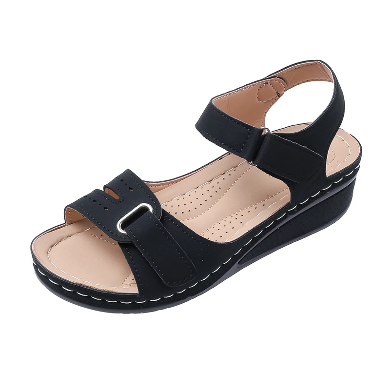 

2026 New Open Toe Fashion Women's Sandals Summer Soft Sexy Womens Sandals Wedge Buckle Women's Orthopedic Sandal Footwear 35-43