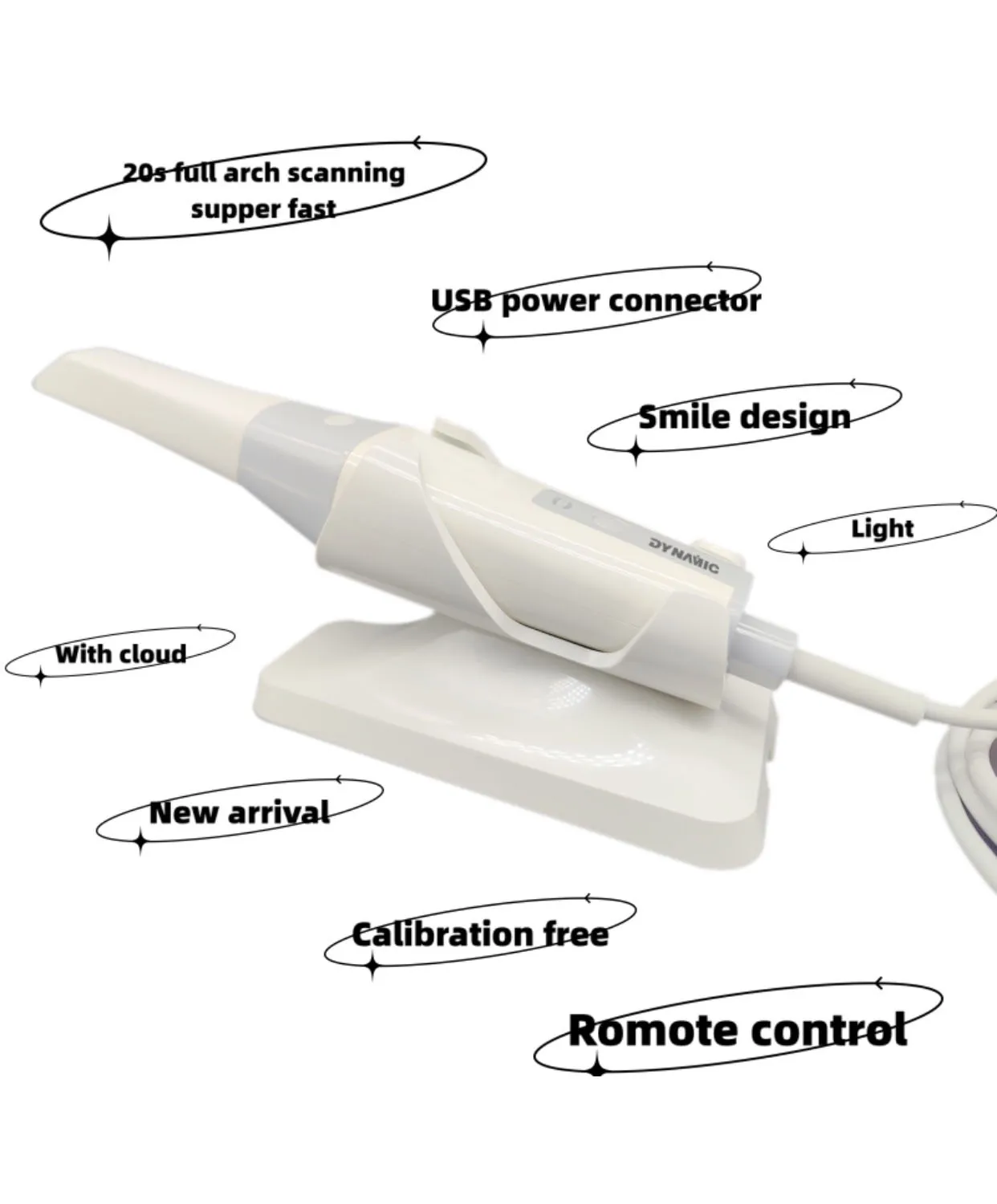 CE Approved DDS500 7um Precision 3D Dental Intraoral Scanner Calibration Free with Ortho Simulation and Smile Design