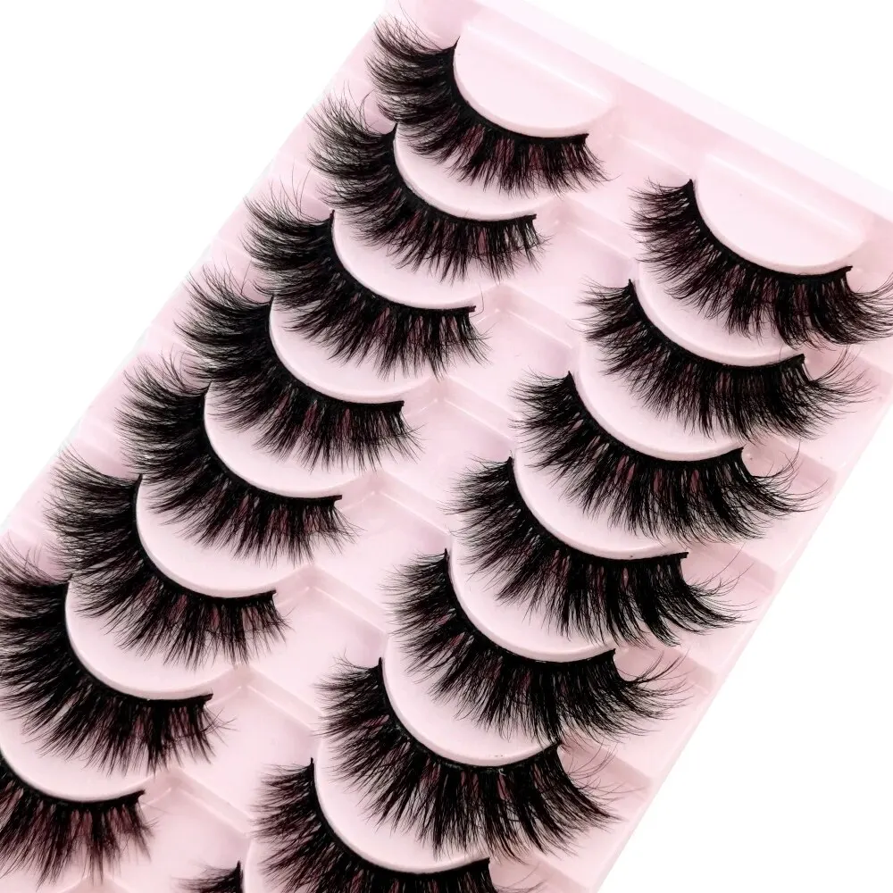 Pestañas postizas de ojo de gato, pestañas de visón falso, extremo alado, pestañas alargadas, suaves, naturales, largas, tiras completas, 10 pares