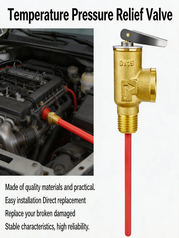 Car Temperature Pressure Relief Valve Brass DN15 DN20 150 PSI For RV Water Heater TPR Valve Safety Valve Auto Parts