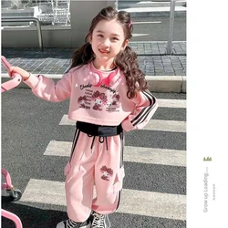 Autumn Baby Girls Clothes Set Kid Cartoon Printed Sweatshirts Pullover Top And Cargo Pants 2 Pieces Suit Children Tracksuits