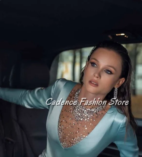 فساتين سهرة مخصصة فساتين حفلات فاخرة أنيقة للسيدات فساتين سهرة كلاسيكية بفتحة كريستالية مناسبة خاصة