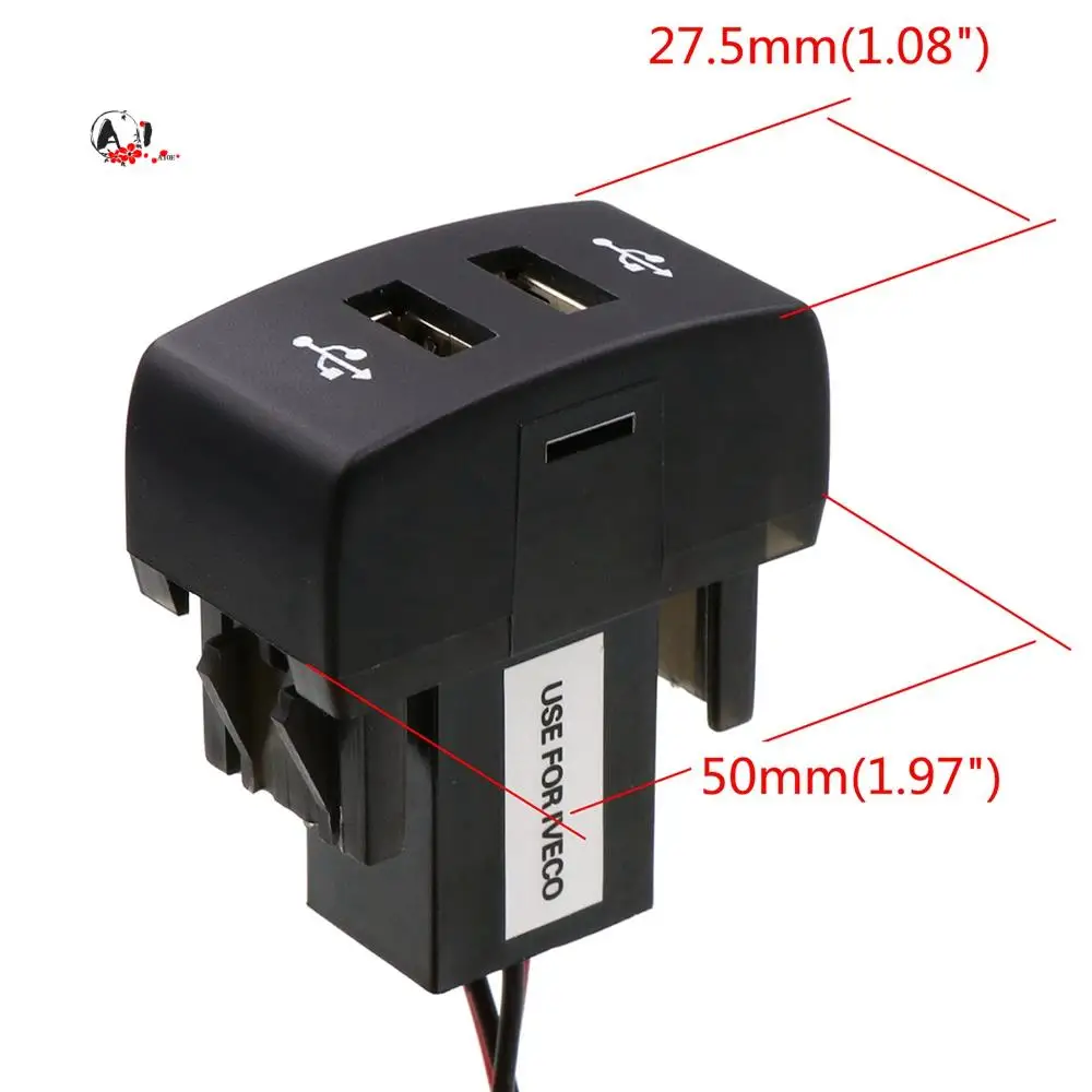 A10E-Car Dual USB 5V 2.1A Car USB Power Socket Car Accessories For Iveco Truck Stralis Hi-Way Eurocargo