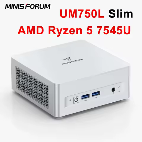 MINISFORUM UM750L Slim Ryzen 5 7545U Mini PC 2*LPDDR5 6400MT/s PCIe4.0 M.2 2230 SSD WiFi 6 BT 5.2 USB4.0 8K@60Hz Gamer Computer