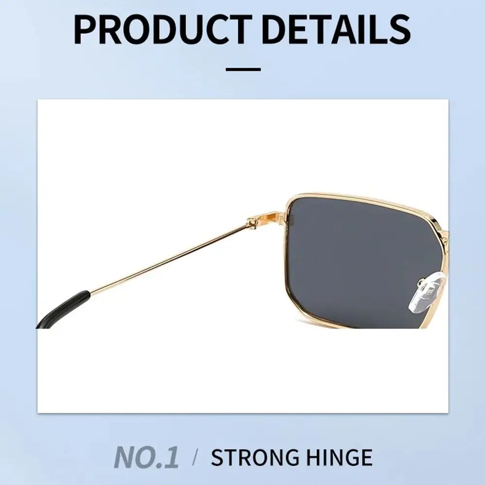 Fashion UV400 Protection Rectangle Sunglasses Metal Frame Travel Shades Candy Color Punk Sun Glasses for Women & Men