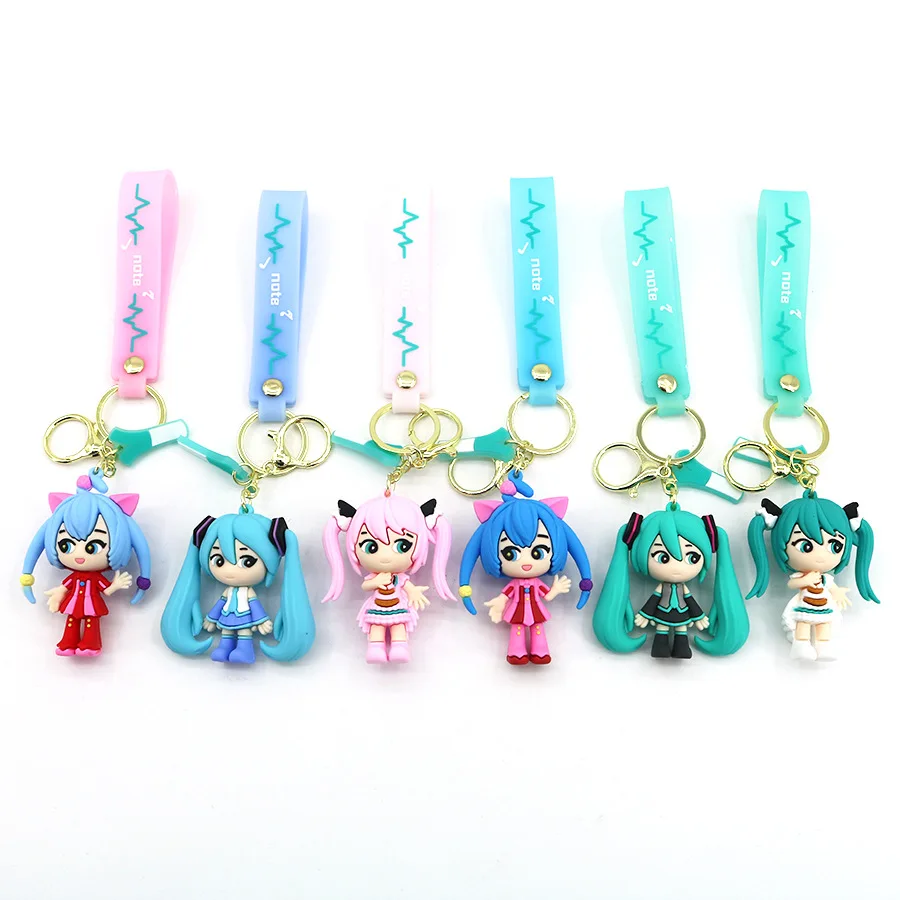 Cartoon Hatsune Miku Cartoon Keychain Second Drop Glue Doll Pendant Bag Ornaments Children's Toys Birthday Gift Couple Key Chain