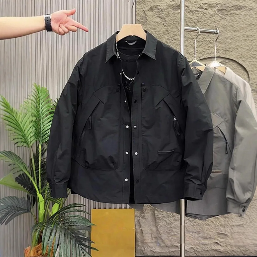 سترة عمل أمريكية الطراز للربيع والخريف، سترة رجالية فضفاضة بياقة، ملابس خارجية عصرية أنيقة متعددة الاستخدامات وخفيفة الوزن #1