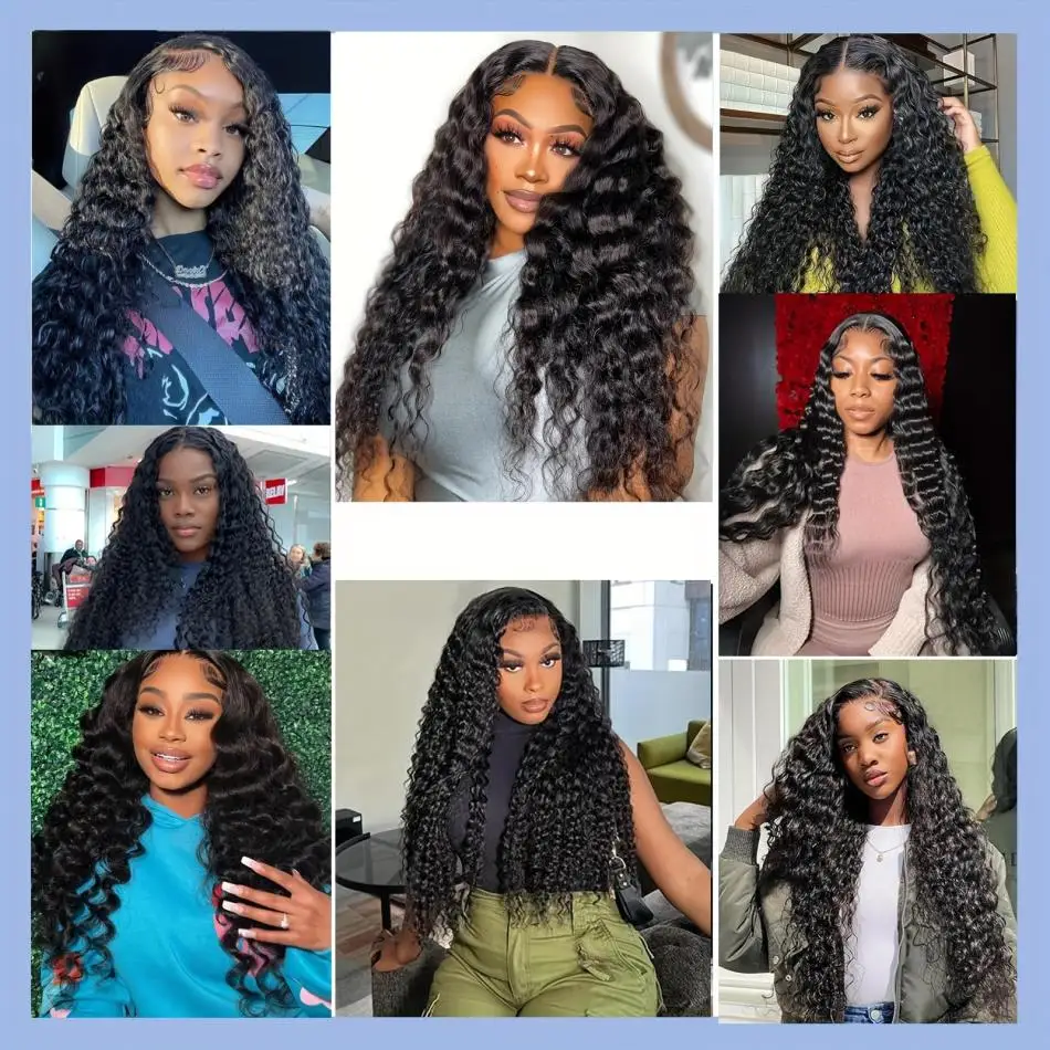 Wiggogo Curly Wigs Bundles Human Hair Deep Wave Bundles Human Hair 100% Brazilian 1/3/4 Pcs Wet and Wavy Water Wave Extensions