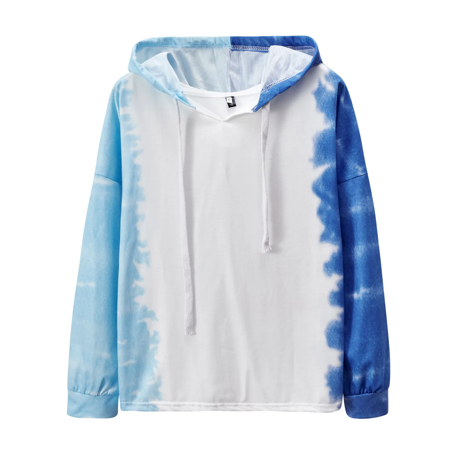 Women's Spring and Autumn Tie Dyed Hoodie Pullover Loose Gradient Color Long sleeved Top