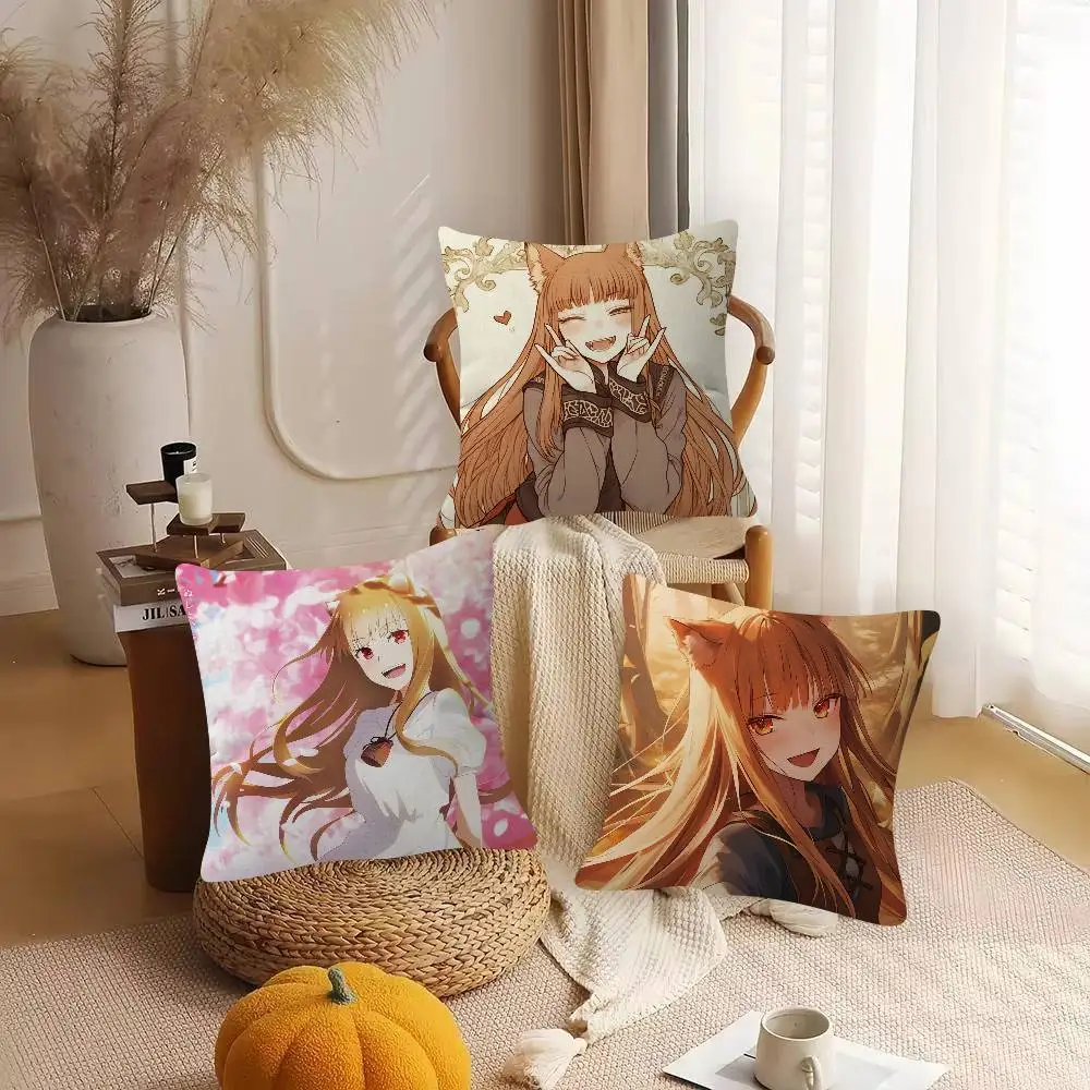 Anime Spice And Wolf Cute Cartoon L Game Cushion Cover Pillowcase Upholstery Sofa Throw Pillow Home Decor Pillowcas