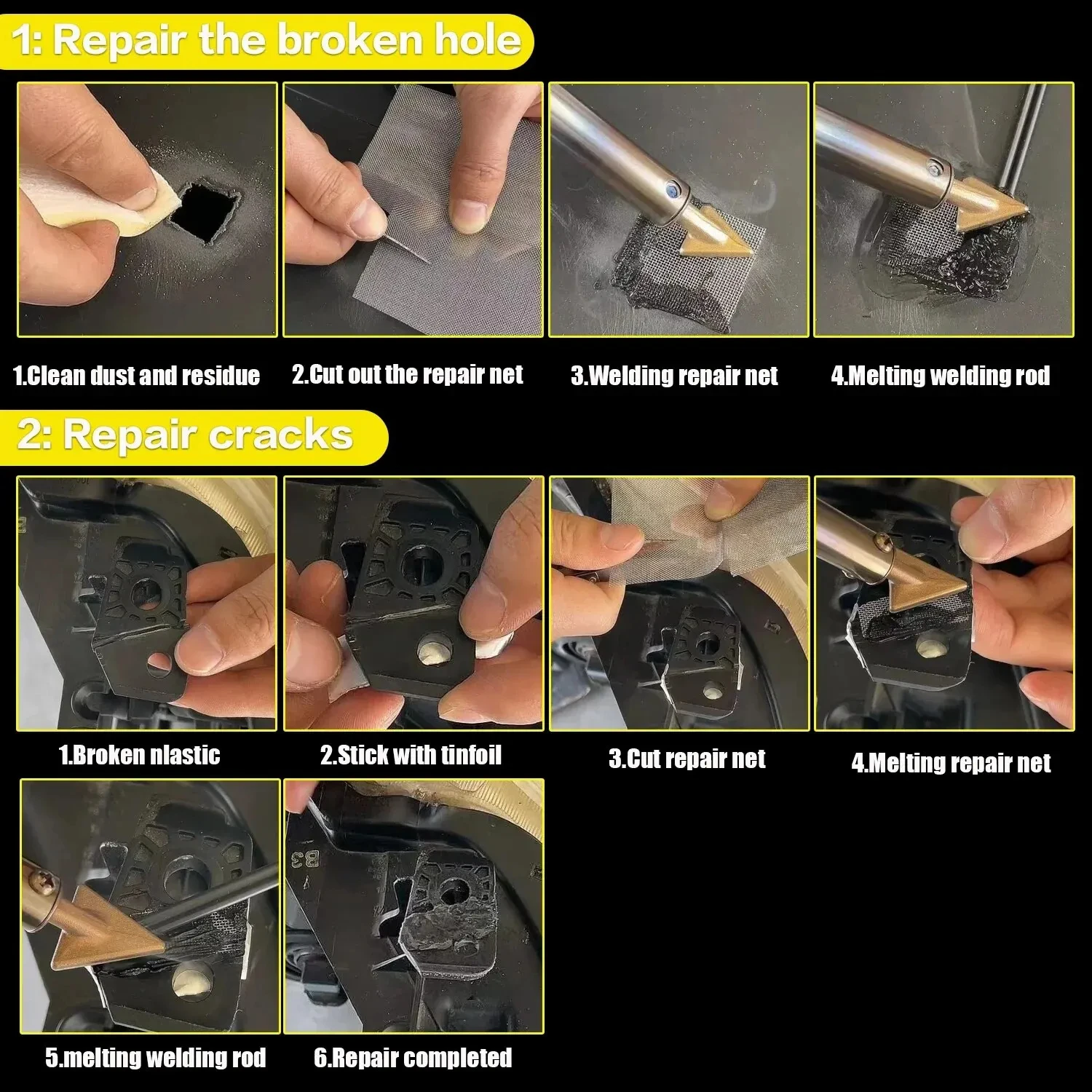 New Heat Gun Plastic Welding Machine Bumper Soldering Iron Staples Bumper Repair Car Tools Kit