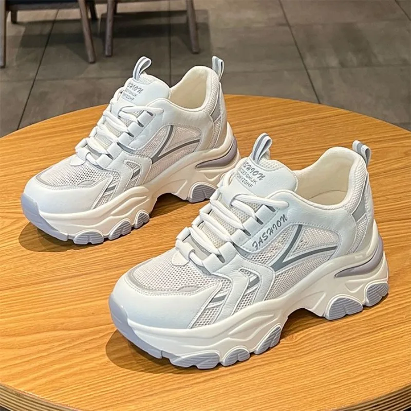 ​Women's Height Increasing Clunky Sneakers 2025 New Summer Mesh Ventilated Casual Sneakers Breathable Non Slip Athleisure Shoes​