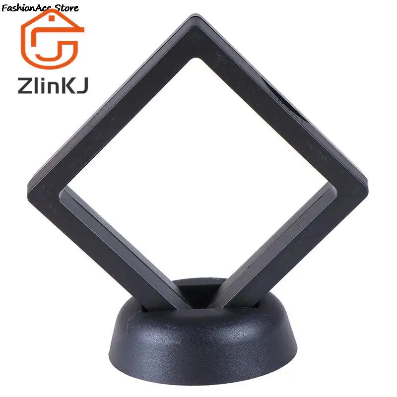 Marco de exhibición de monedas de joyería flotante 3D negro, caja de soporte con soporte, 70x70mm, gran oferta, 1 Juego
