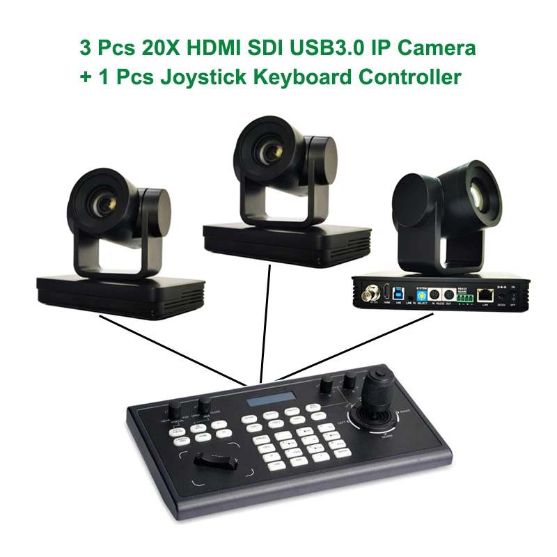 

Joystick Visca Onvif RJ45 Keyboard Controller and 20X Zoom HDMI IP Live Streaming Camera Support POE For Church Business Meeting