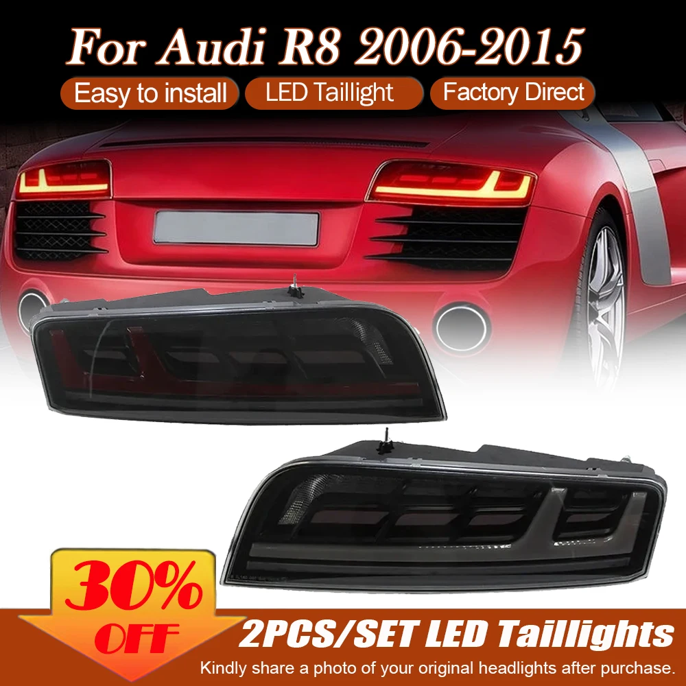 Auto Taillight Assembly Car LED Modified TailLamp Accessories for R8 2006-2015 LED Dynamic flowing turn signal DRL Plug and Play