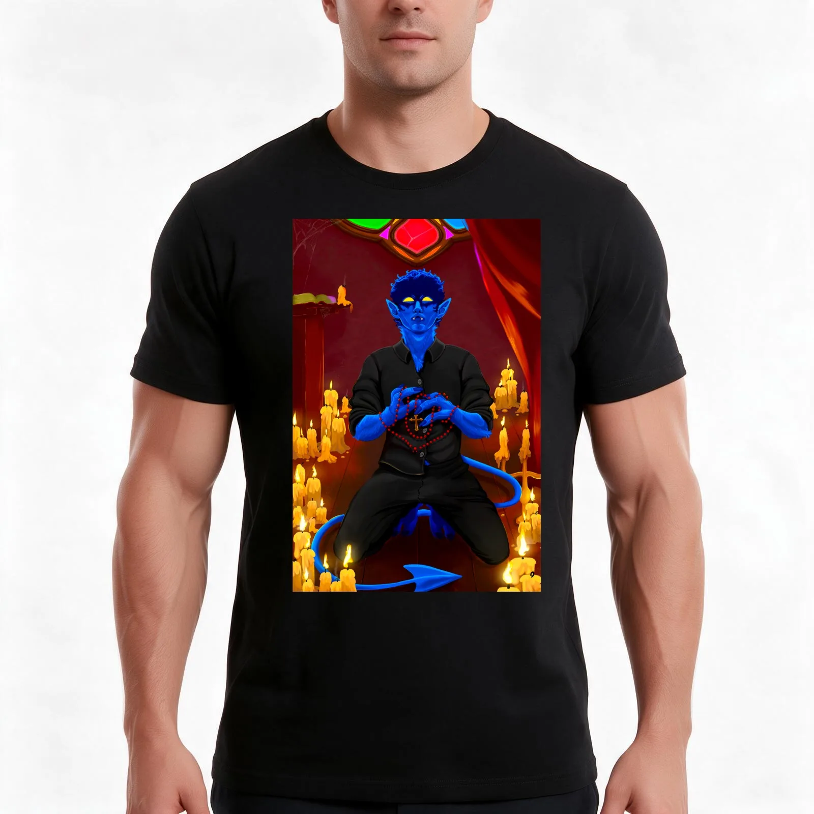 Kurt Wagner, praying T-Shirt, Summer Casual Cotton Tee, Oversized Streetwear Tops, Vintage Graphic Print, Loose Fit Short Sleeve