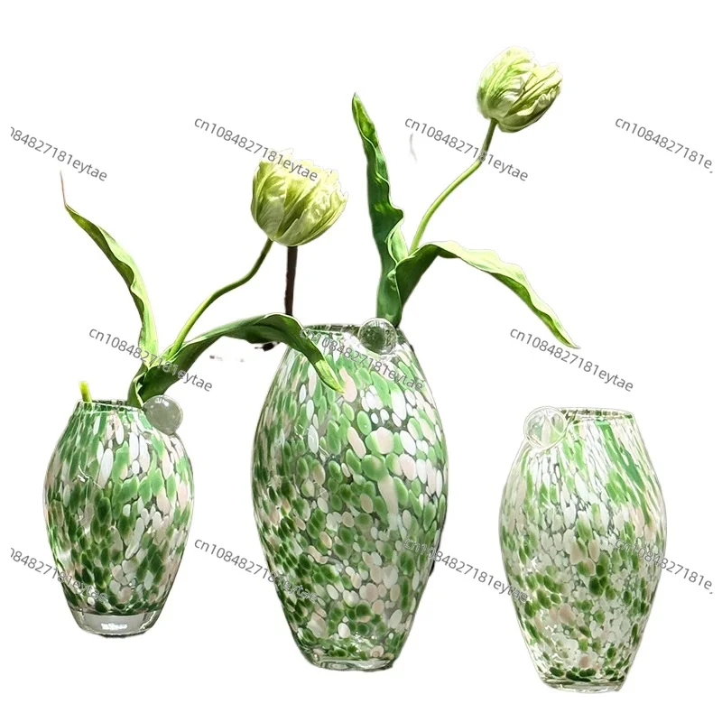 Oval Glass Vase with Green Spots - Terrarium & Hydroponic Plant Decor