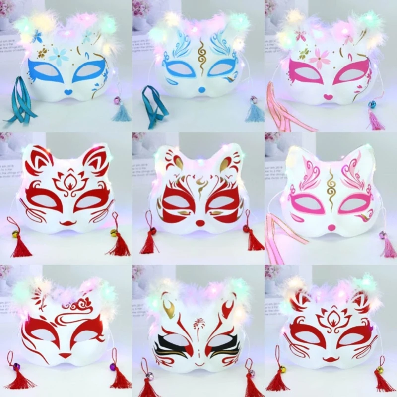 

5pcs Foxes Mask for Women Masquerades Japanese Animes Cosplays Mask Hand Painted Dropshipping