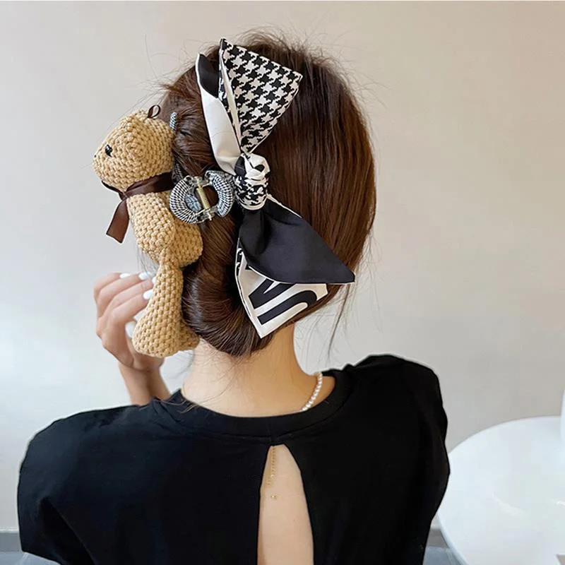 Autumn And Winter Large Animals Bear Hair Claw Clip Metal Washface Accessories Birthday Bear Headdress Hairpins Hair Accessories