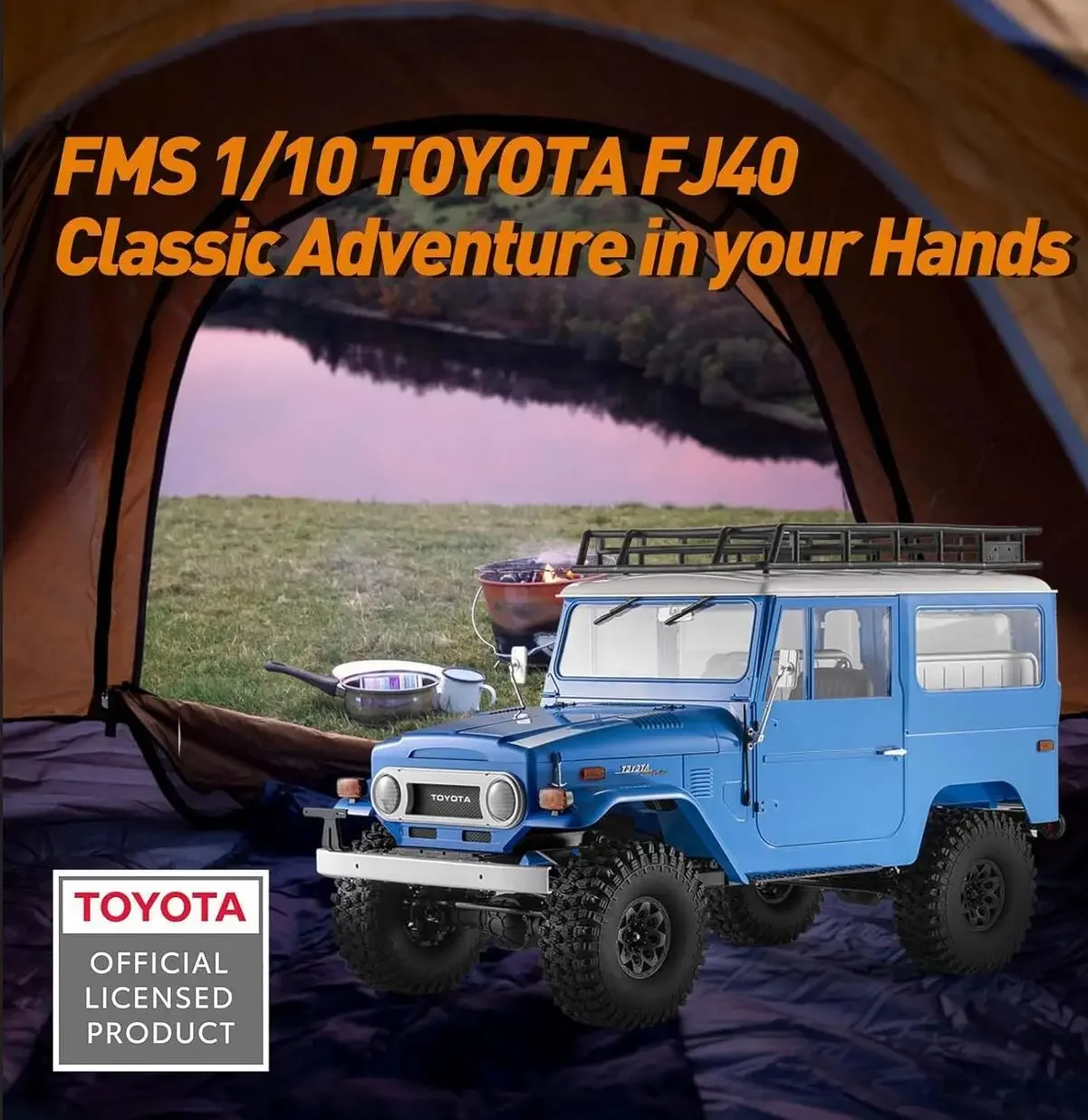 FMS 1/10 RC Crawler FJ40 RC Model 2.4Ghz Remote Control Without Battery Blue