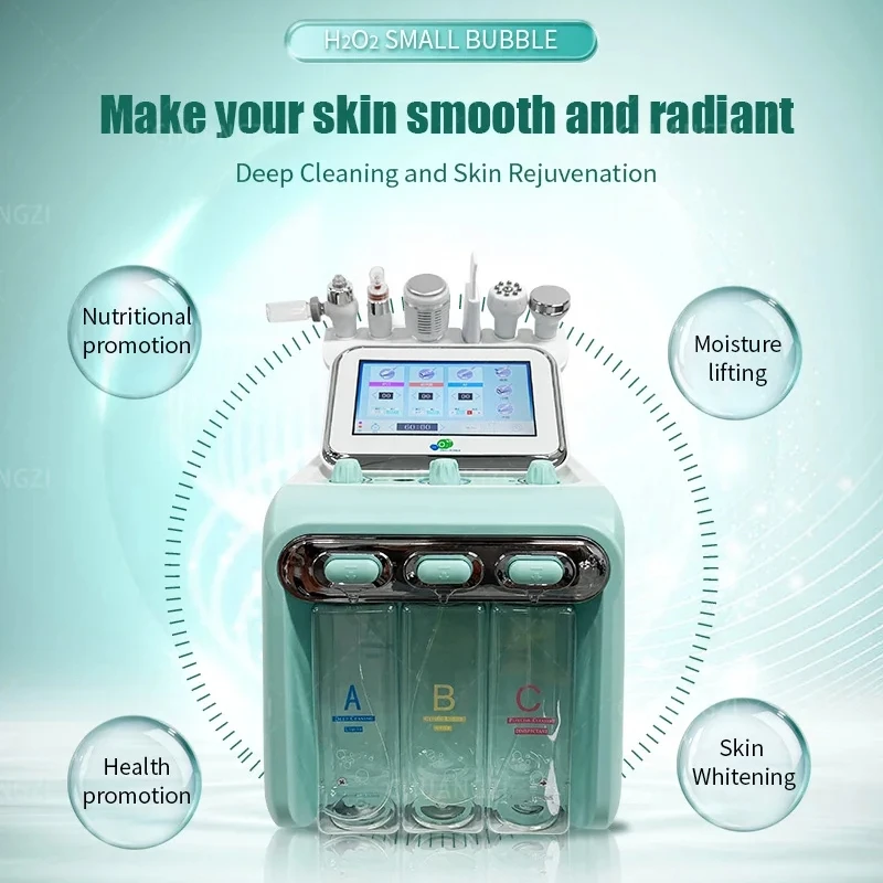 6 w 1 H2O2 Hydrogen Facial Skin Firming Lift Machine Cold Repair Deep Cleaning Skin Rejuvenation Women Pore Contraction Salon