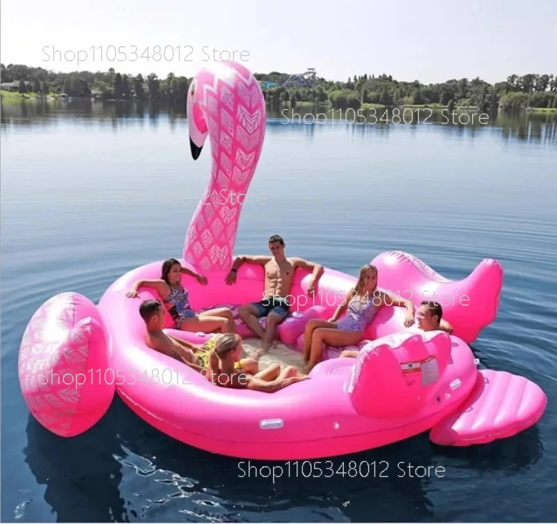 Flotador Gigante de Flamenco para 6-8 Personas, Unicornio Inflable, Accesorios para Piscina, Isla Flotante para Fiestas en la Playa, Juguete para Exteriores