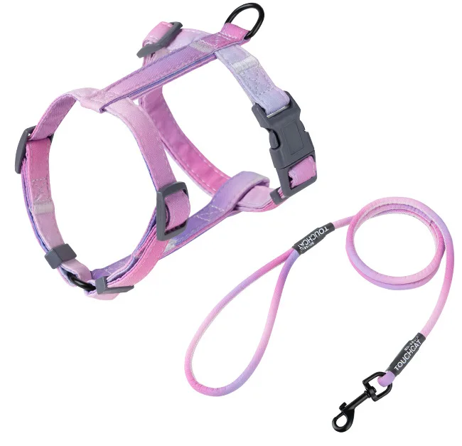 

Cat Harness and Leash Escape Proof Soft Adjustable Gradient Color Harnesses for Walking Cat Small Dog Pet Supplies