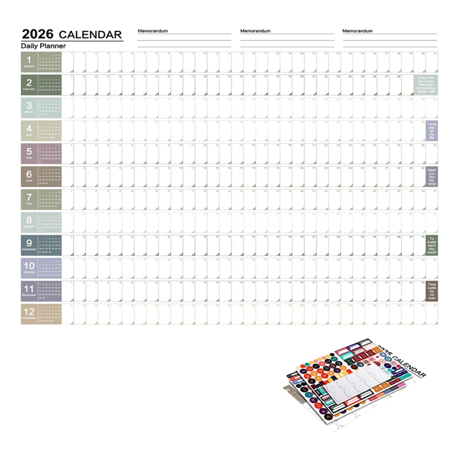 2026 Wall Calendar Full Year Large Size Paper Yearly Weekly Annual Planner Target List Home Office Supplies Home Decoration