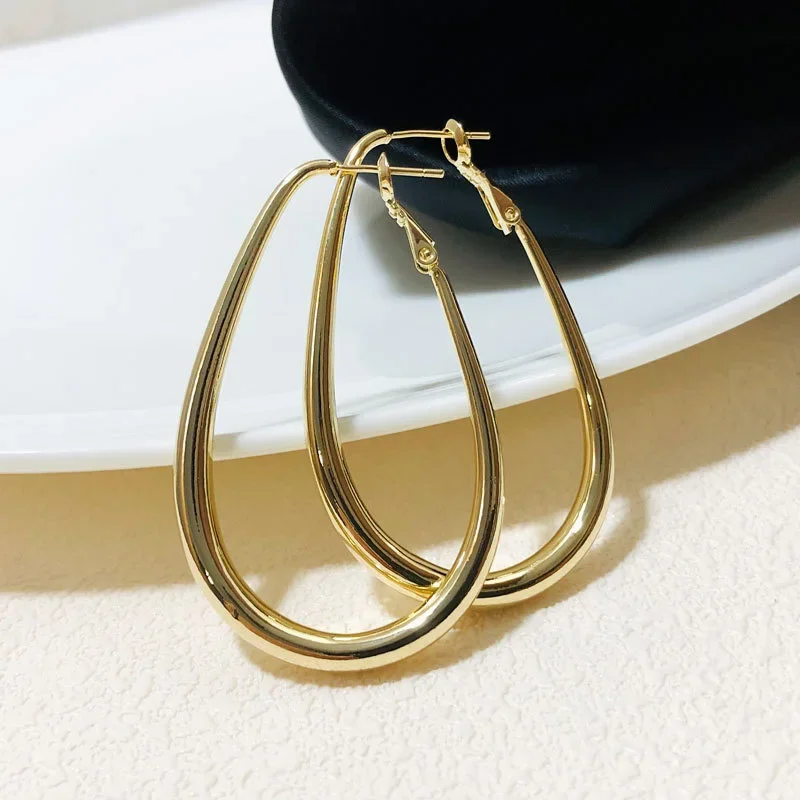 Exaggerated Geometric Big Metal Earings for Women Jewelry Irregular Circle Oval Earring Femme Fashion Korean Women\'s Earrings