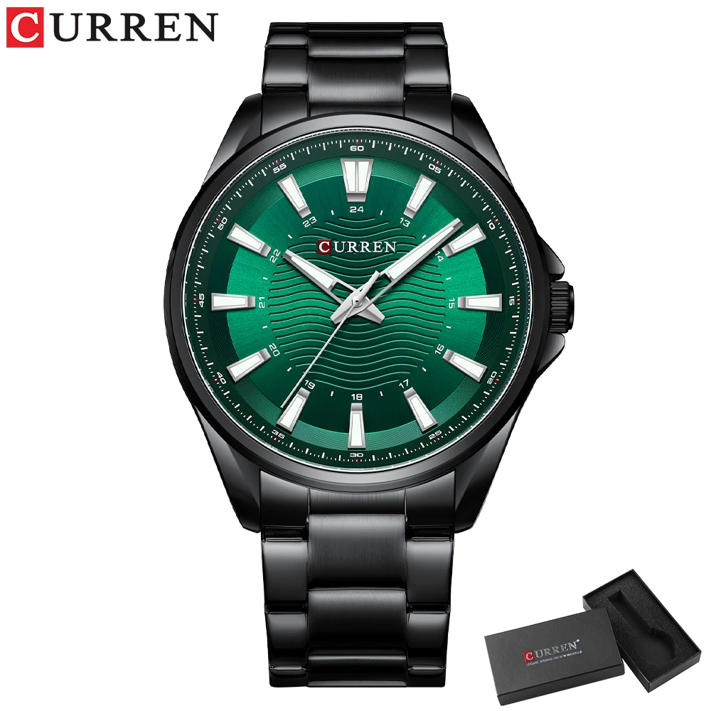 CURREN Klassische, schlichte Quarz-Armbanduhren aus Edelstahl, Herrenuhren der Modemarke mit leuchtenden Zeigern 7