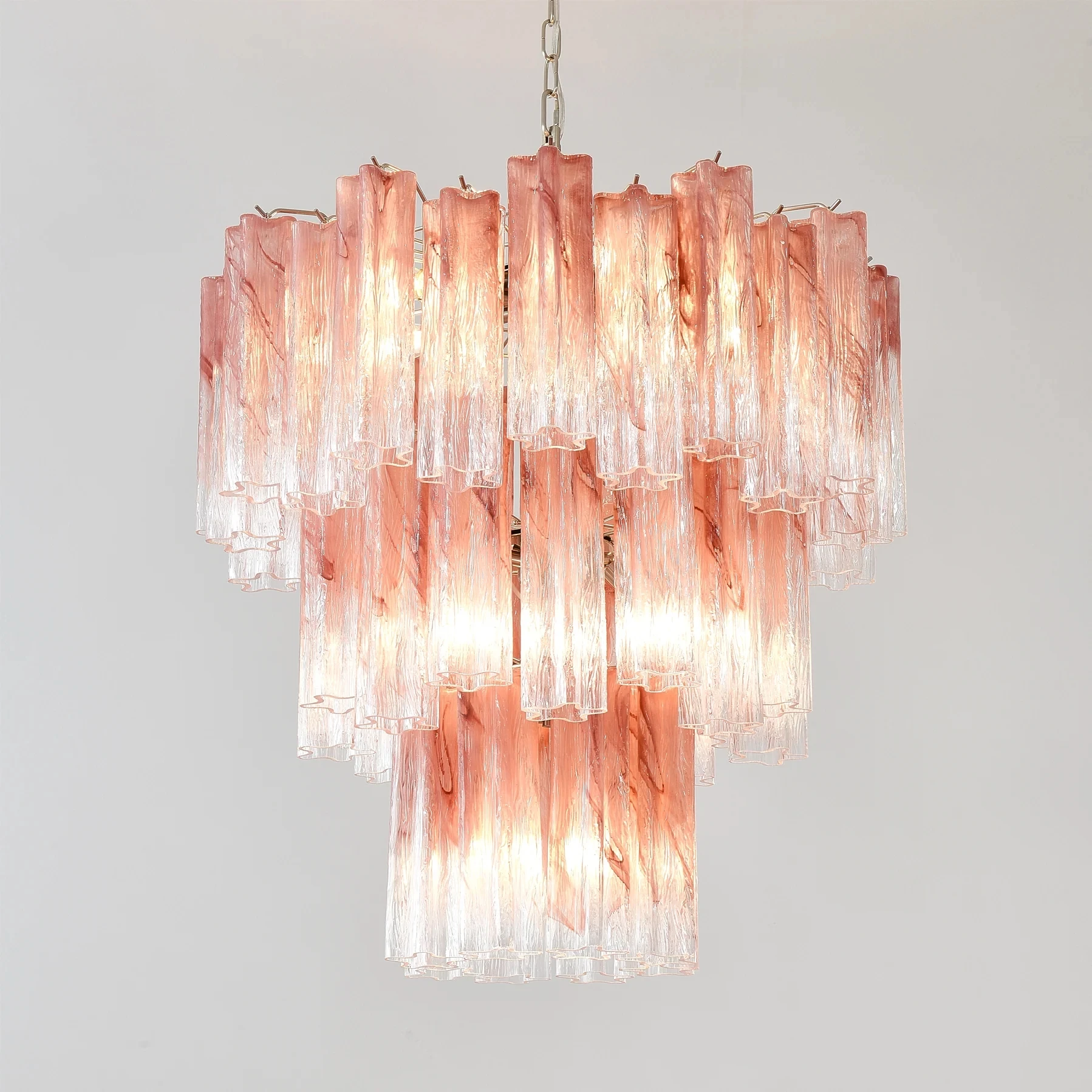 Pink Murano Glass Chandelier Luxury Italian Pendant Light Modern Glass Hanging Lamp For Dining Room Staircase Villa