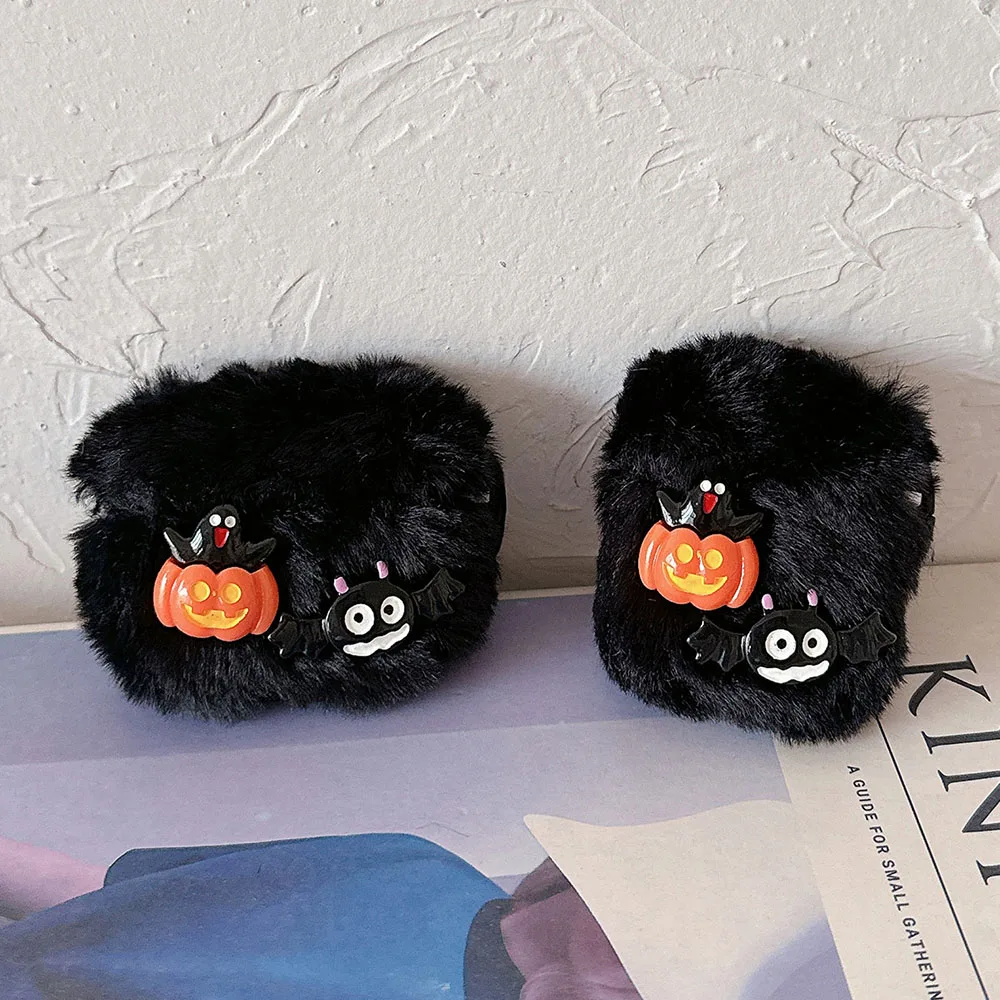 Creative Halloween Pumpkin Bat Spider Fur Plush Case For Apple Airpods Pro 2 1 Airpod 3 Earphone Charging Box Cases with Keyring