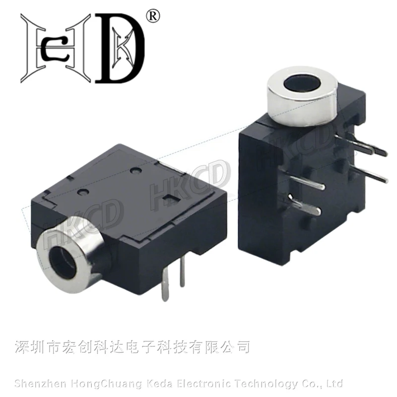 

5pcs HKCD 2.5mm 3-Pole Stereo Audio Jack Socket, Through Hole PCB Mount Female Headphone Connector