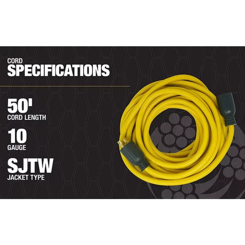 50-Foot 30Amp Generator Cord, 10-Gauge Heavy  Electrical Power Cable with L14-30 Locking Plug