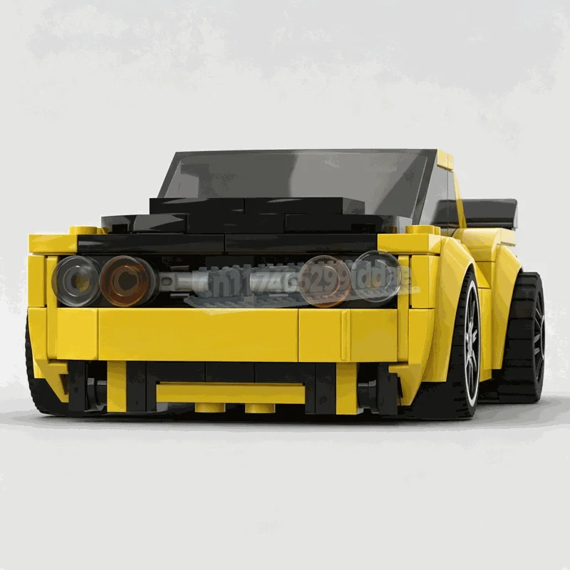 241PCS Yellow Muscle Car Building Block Classic Performance Vehicle Model DIY Assembly Toy Street Racing Display Collection Gift