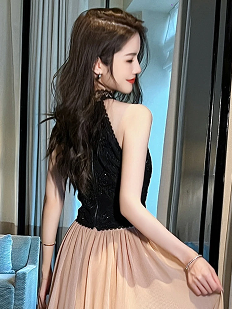 black long sleeve party dresses Luli Fama Inner Circle Halter Long Dress in Black