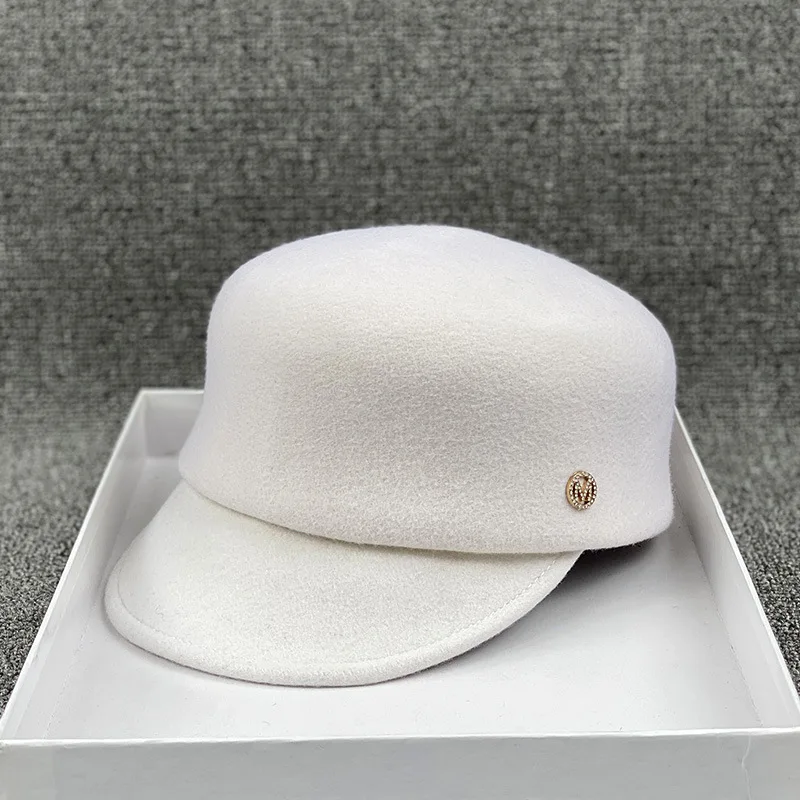 Women Wool Blend Beret Visor Hat, Minimal Elegant Korean British Vintage Versatile Autumn Winter Cap
