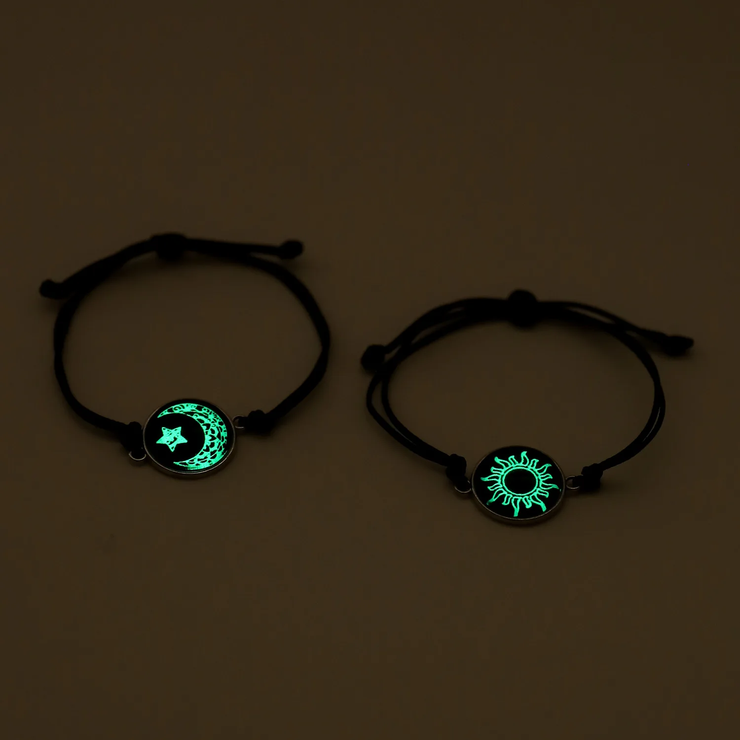Simple Handmade Braided Couple Matching Bracelets for Women Trendy Luminous Sun Moon Bracelets Romantic Valentine\'s Day Jewelry