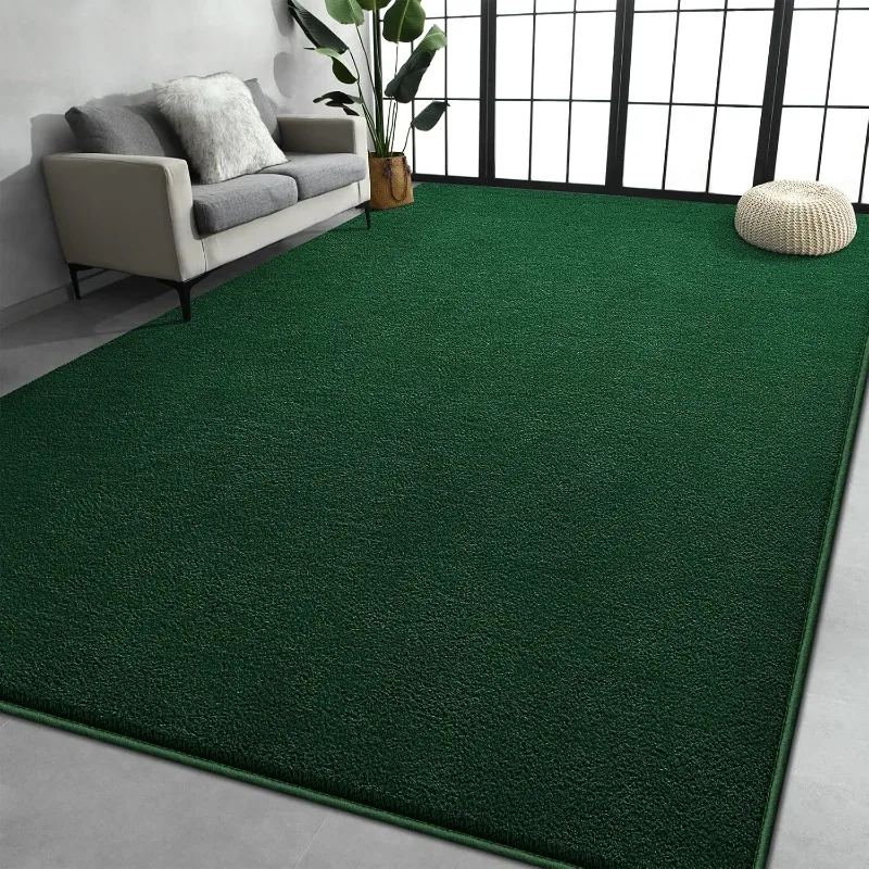 

Lar e Area Rugs for Living Room Bedroom, 7x10 Feet Dark Green Rug, Minimalist Modern Shag Rug, Soft Thick Memory Foam Indoor Car
