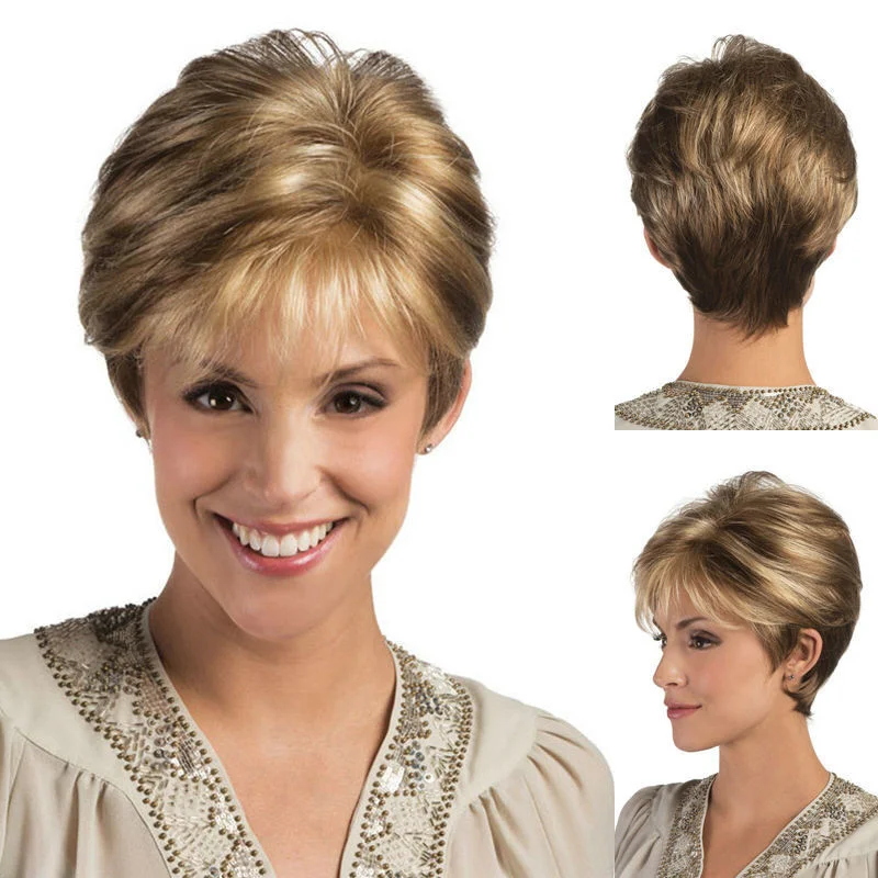 

Модные женские парики Женский короткий золотисто-коричневый вьющийся парик из натуральных волос