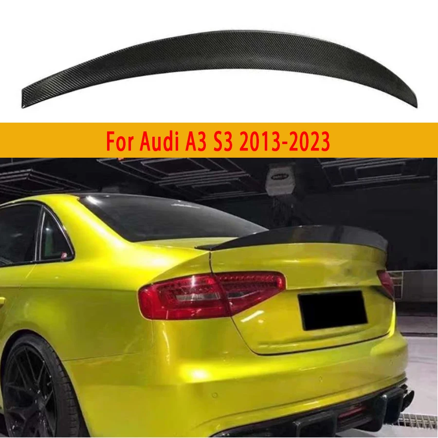 

For Audi A3 S3 2013-2023 Carbon Fiber Tail fins Rear Trunk Spoiler Guide Wing Rear Wing Diverter Car Accessories body kit