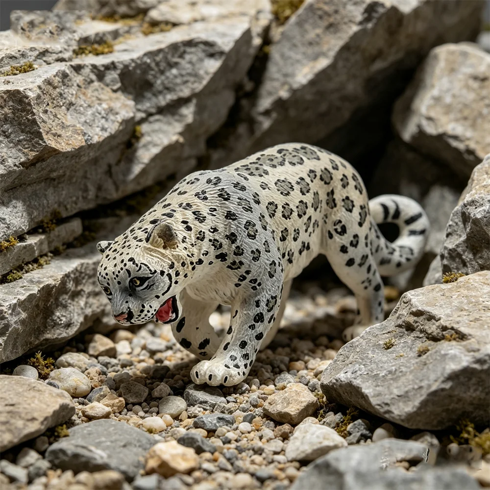 Toymany Simulation Snow Leopard Wildlife Animal Model Toy Mini Figures Dolls Action Figurines Toys Children Gift Cake Decoration