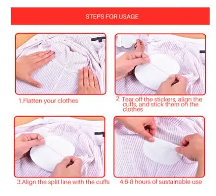Almofadas de suor invisível para roupas Desodorante de transpiração Suor Absorvente Protetor, Cuidado das axilas, Antitranspirante, Acessórios para axilas