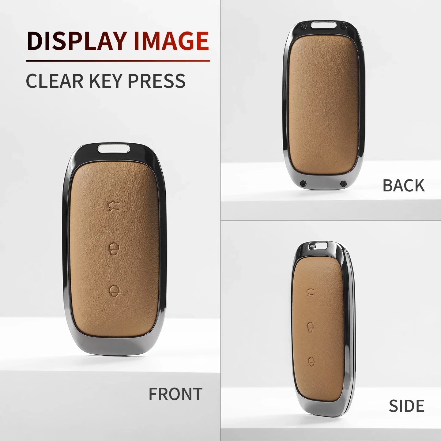 Leather Metal Car Key Case Fob For Geely Coolray X6 Atlas Monjaro Tugella Geometry C Emgrand Global Kulrey Hawk GX7 Okavango