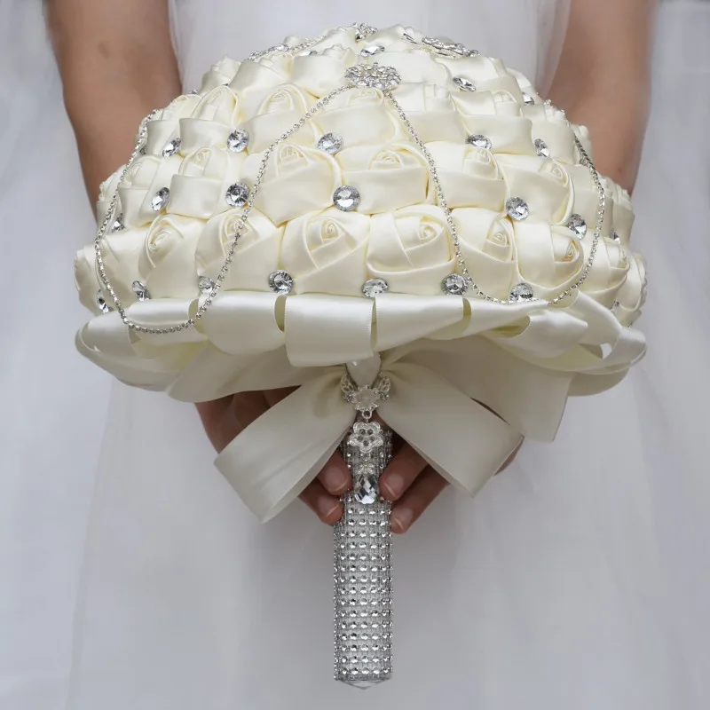 

30Cm Crown Bouquet Can Be Customized Ribbon Bridal Bouquet Wedding Rhinestone Wedding Simulation Flower W2218