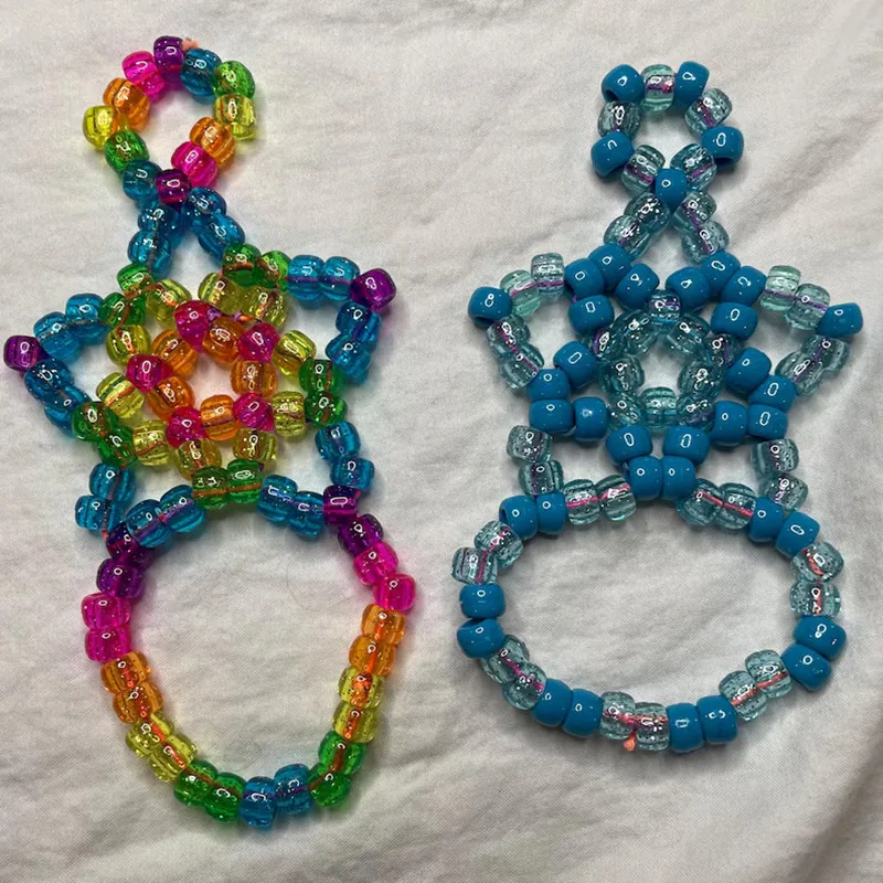 

Cute Handmade Kandi Star Glove Rave Festival Beaded Gloves Colorful Adjustable Party Jewelry Gift for Women Men