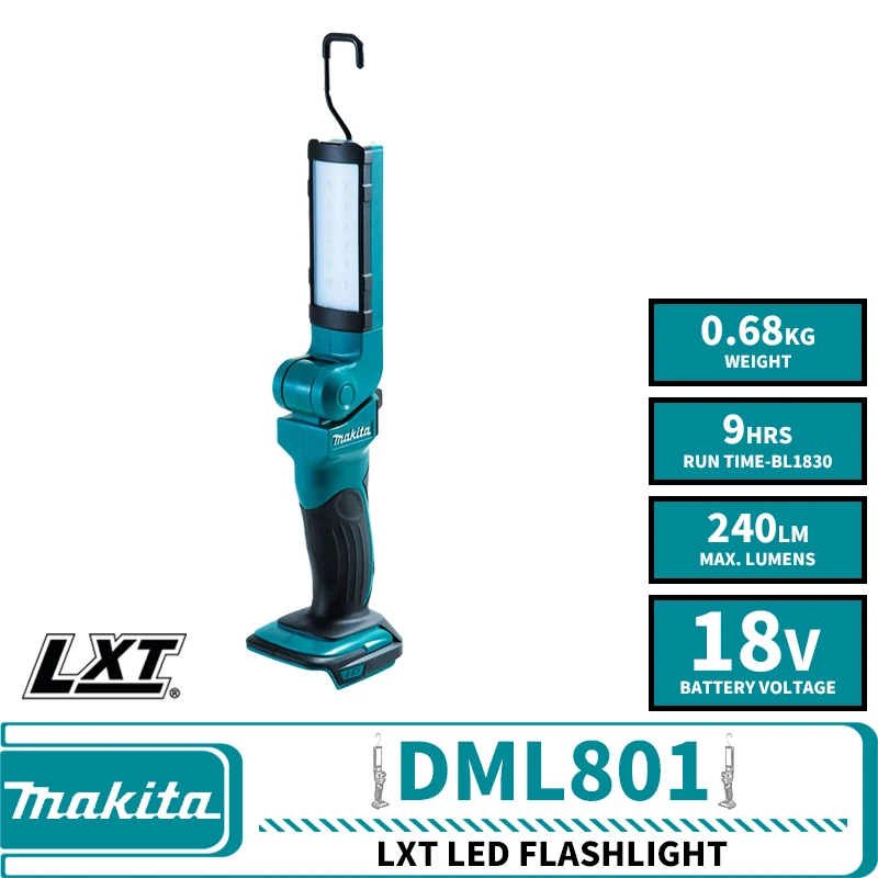 LED懐中電灯,Makita-DML801 lxt,18v,リチウム電池,240lm