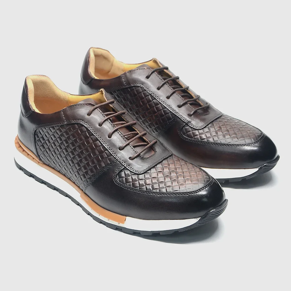 Fashion Men\'s Casual Shoes Genuine Leather Oxford Sneakers Green Black Brown Blue Brand Designer Comfortable Shoes for Men