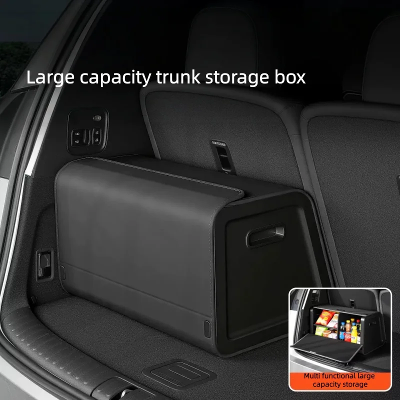 Fit for Zeekr 9X 2025 Car Trunk Multifunctional Waterproof Slip-resistant Leather Foldable Storage Box Auto Interior Supplies
